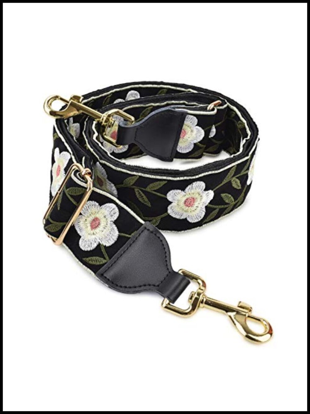 Embroidered Floral Purse Strap Cotton Webbing Crossbody Replacement